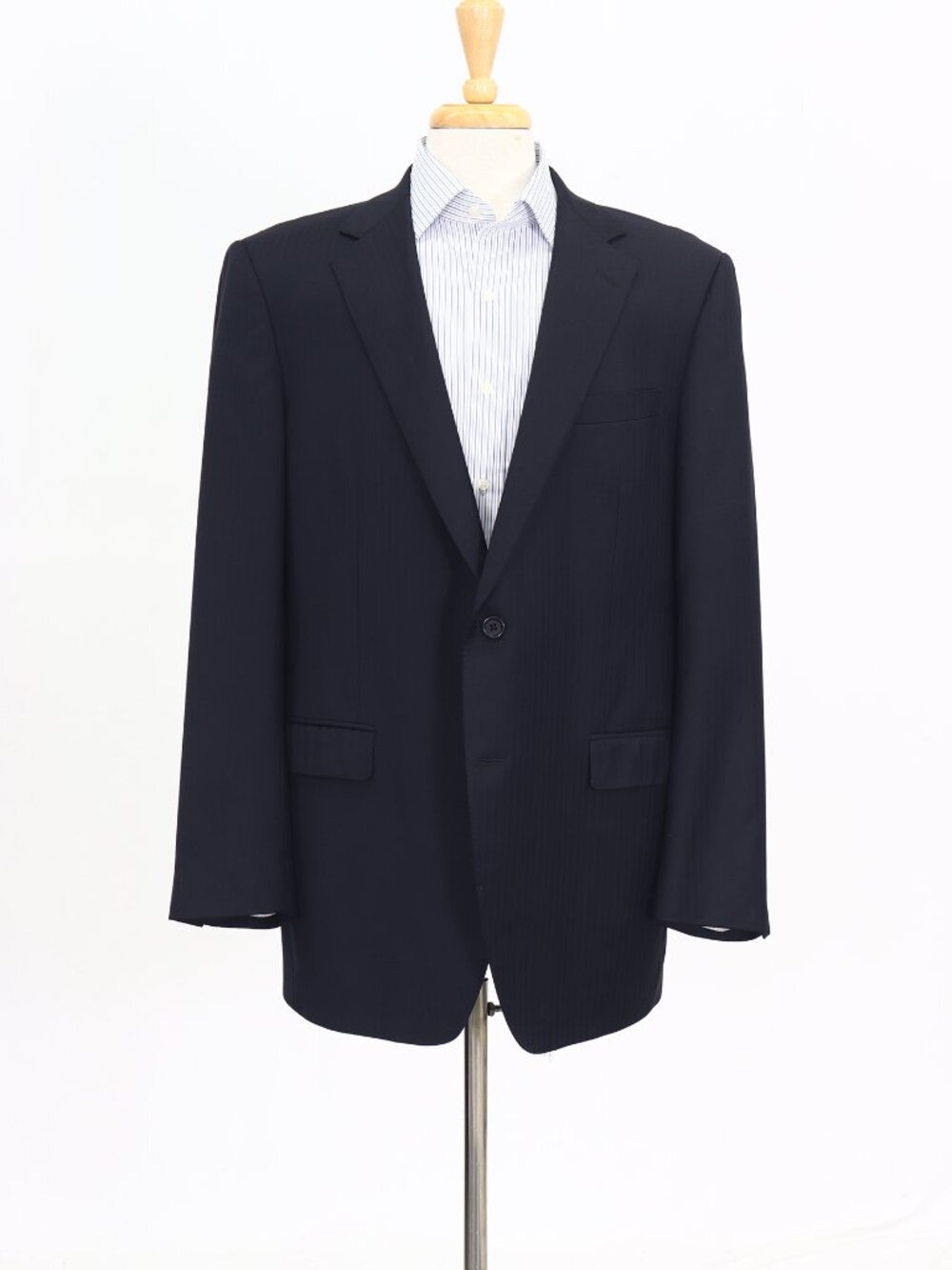 Samuelsohn 44L Black Blazer Sport Coat Jacket 2-Button Herringbone W983